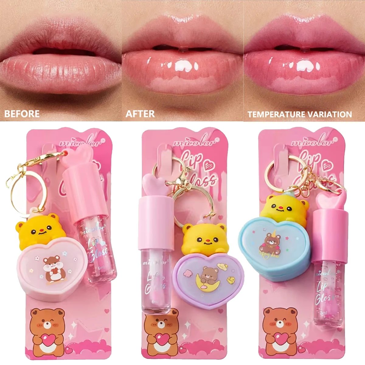 Shui Guang Lip Glaze Luminous Light With Love Small Lamp Pendant Lipstick Lip Gloss Long Lasting Valentine's Day Gift