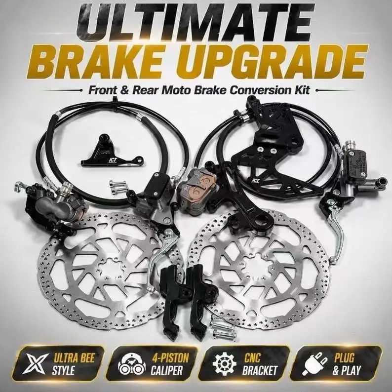 Strengthened Front Rear Hydraulic Disc Brake Kit CNC Brake Assembly Parts Fit For Electric Dirt Bike Performance Upgrade