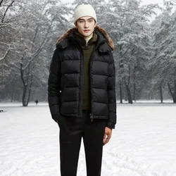 Moncl*r Winter Mens White Goose Down Jacket Warm Hooded Slim Fit Puffer Jacket Coat Male Casual High Quality Overcoat Thermal