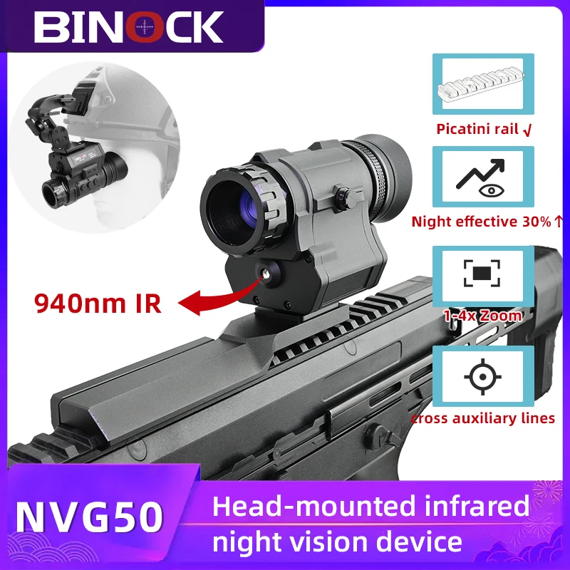 BINOCK NVG50 helmet digital night vision long range 45°goggles scope WIFI 940nm IR high power monocular for camping