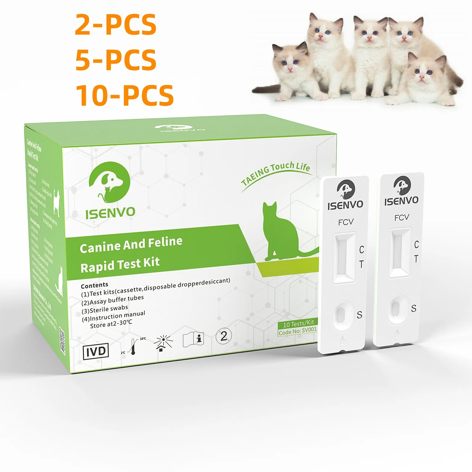 

2/5/10 Pcs Feline Cat Calicivirus FCV Rapid Infection Test Kit Vet Home Nasal Eye Swab Pet Health Product Veterinary Accessories