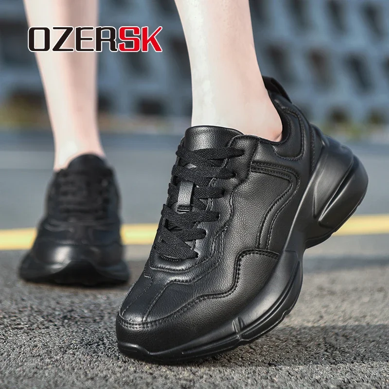 OZERSK 2024 New Couple Spring Boots Lace Up Non-Slip High Quality PU Leather Fashion Comfortable Casual Handmade Platform Boots