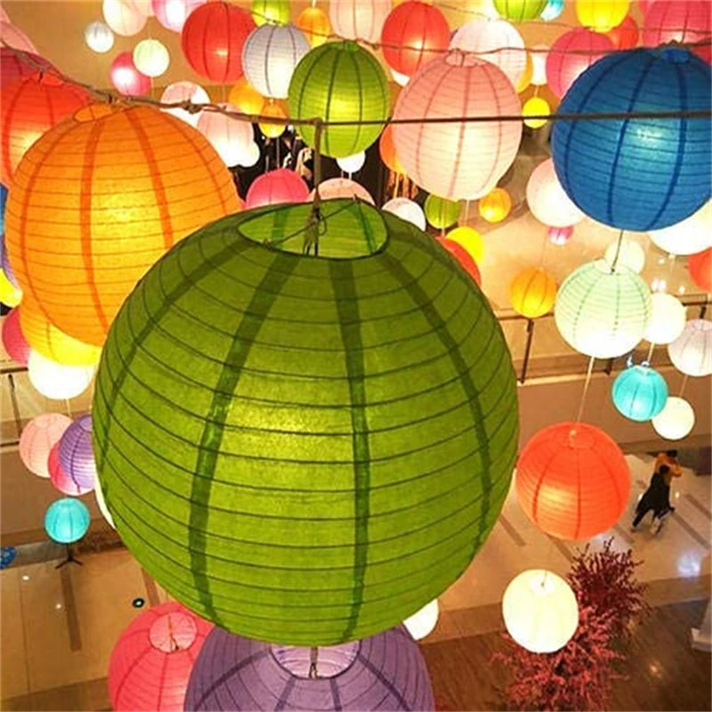 30Pcs/Lot 4-12 Mix Size Wedding lanterns Chinese Wedding Balls Hanging Colorful Wedding Decoration Paper Ball Lampshade Party