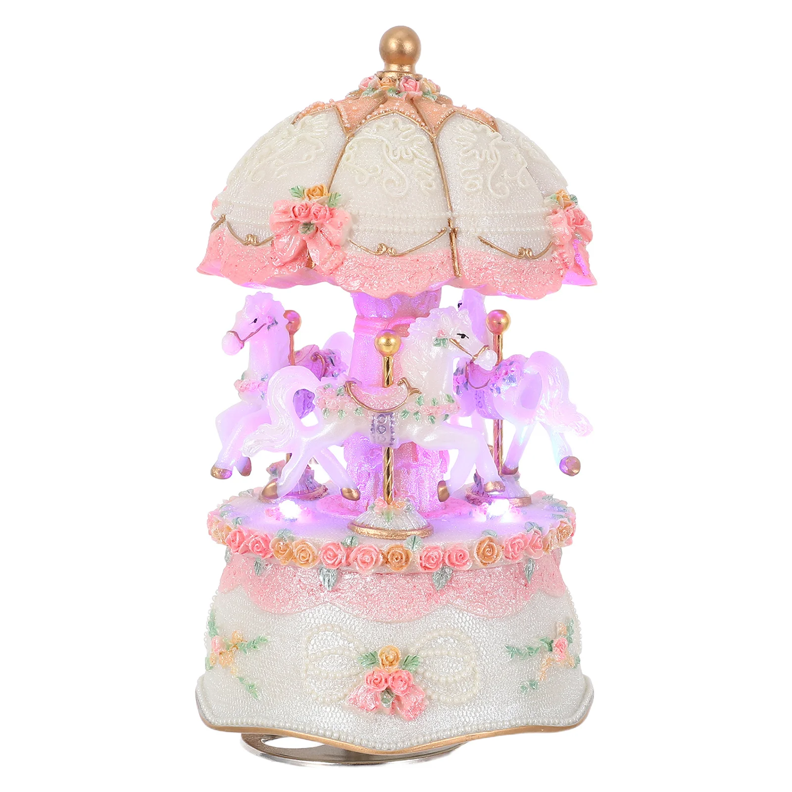 

Carousel Rotating Music Box Vintage Horse Musical Color Changing Led Lights Wind Up Mechanism Holiday Home Decor Gift