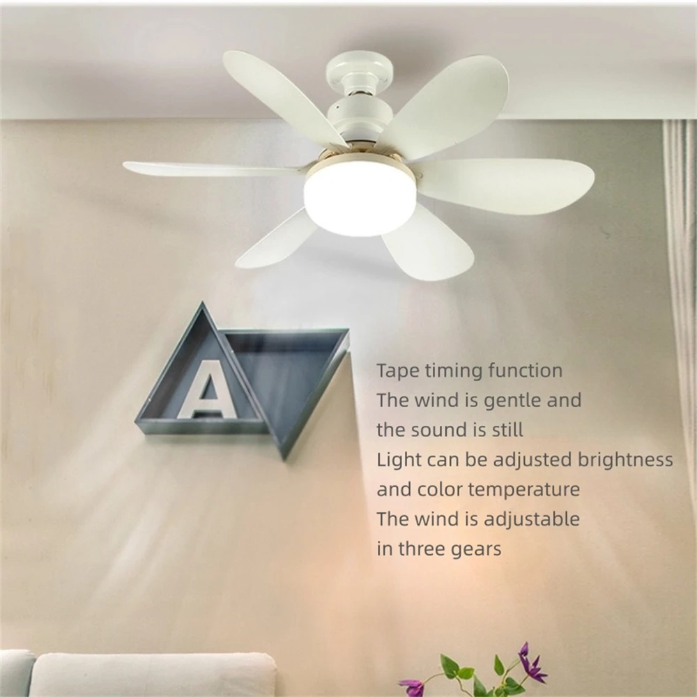 LED Fan Lamp Remote Control E27 Ceiling Fan For Home Offices Bedroom Kitchen Light Ceiling Fan Light Dimmable For Office Kitchen