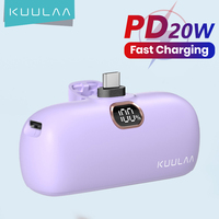 KUULAA Mini 5000mAh Power Bank QC&PD Fast Charging Portable Direct Insertion Power Bank For iPhone 15 14 Xiaomi Huawei Samsung