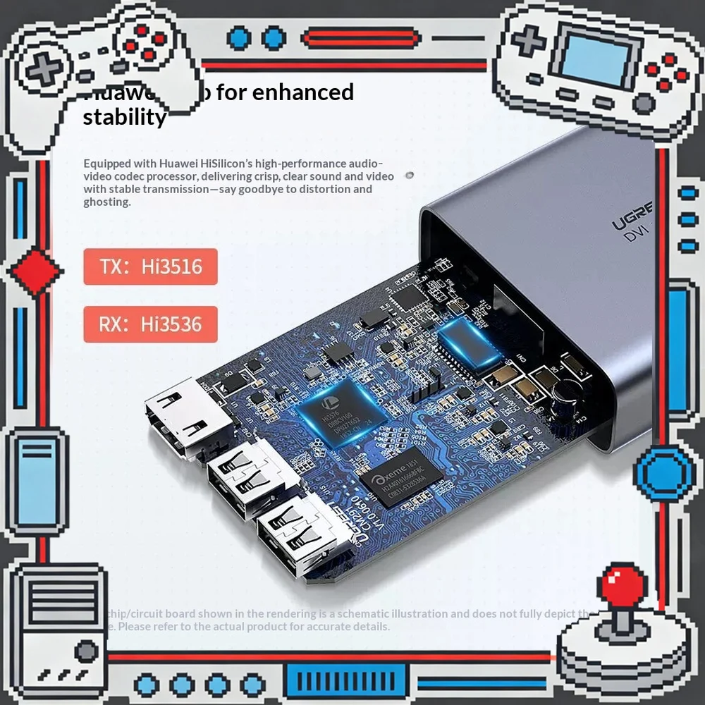 UGREEN 70438 CM291 HDMI KVM Extender Receiver Unit Only 150m Over RJ45 Compatible with 60323 Transmitter