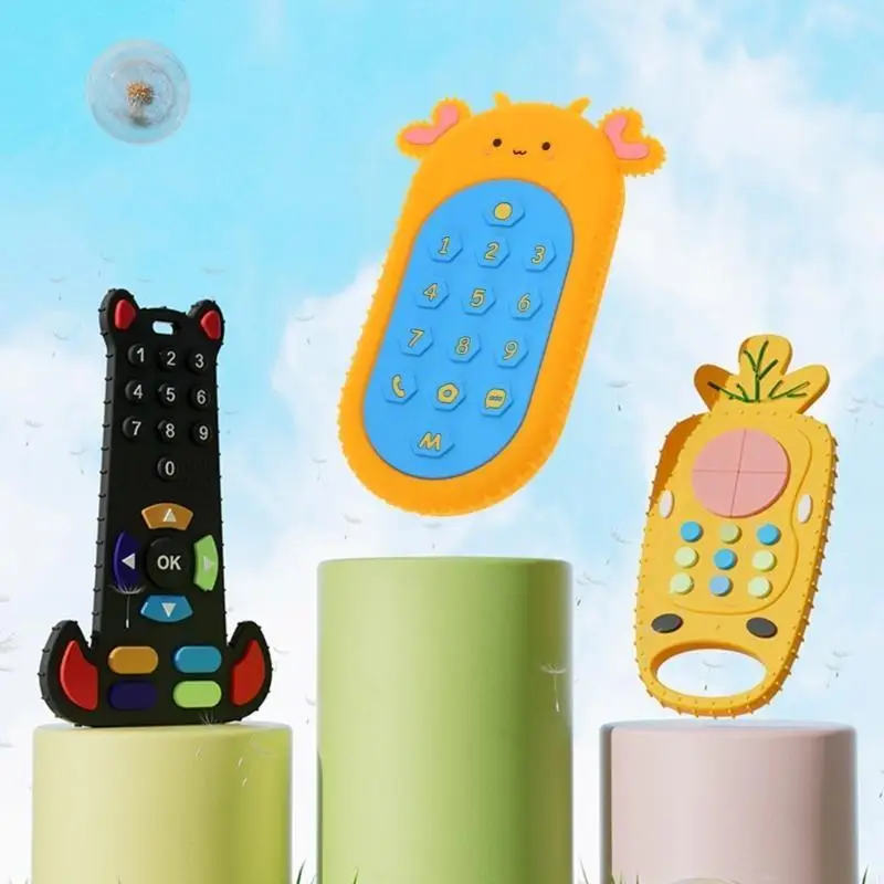 E06F الرضع Teether Soft Silicone Beying Toy Mobile/Remoter حشرجة الطفل Teether رعاية الأطفال