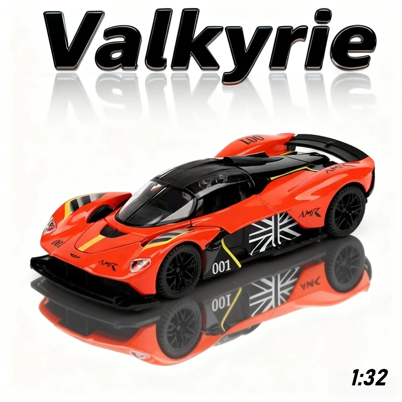 Modèle de Simulation de voiture Valkyrie Hypercar 1:32, en alliage métallique moulé sous pression, son et lumière, Collection de jouets pour enfants, cadeaux