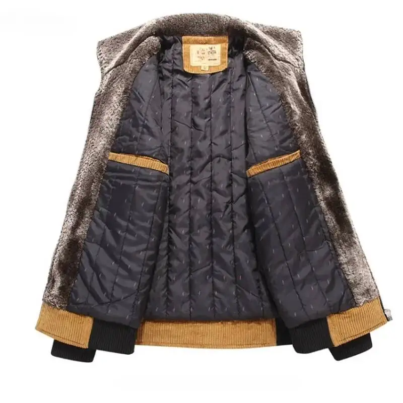 Men Clothing 2026 Winter Corduroy Men's Cotton Lapel Leisure Jacket Top Warm Cotton-Padded Coat