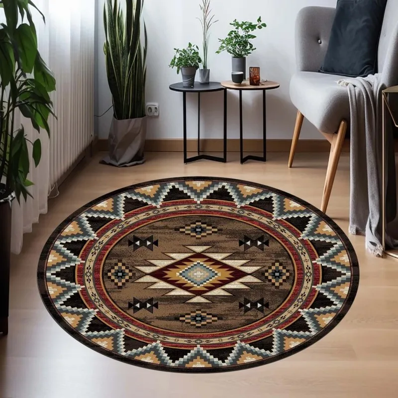 

Aztec Rug Boho Rug Round Rug Circle Rug Ethnic Carpet Tribal Rug Non-Slip Floor Mat Rug Entry Rug Floor Rug Turkish Rug
