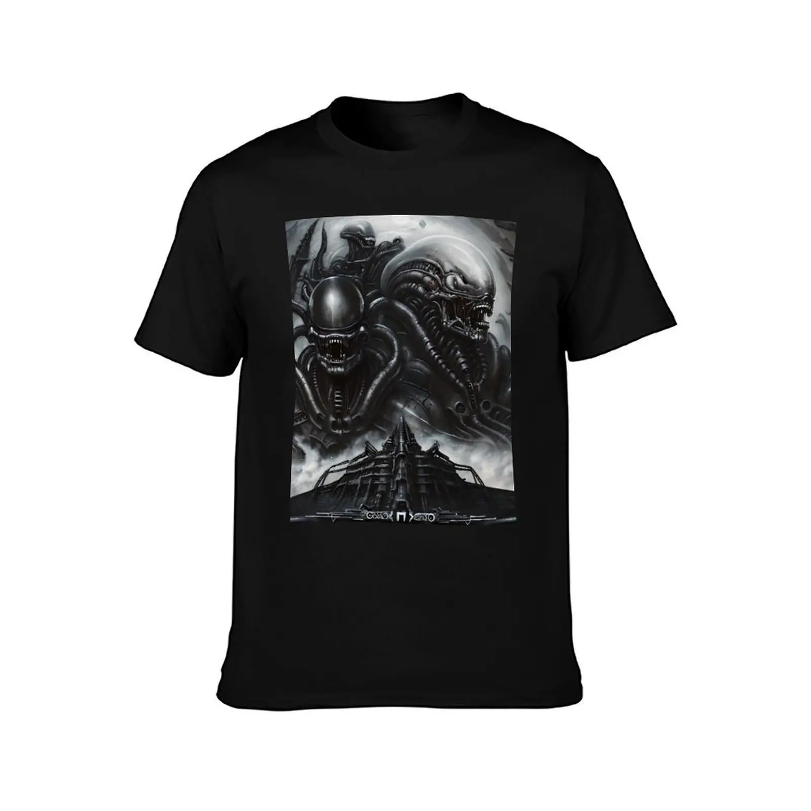 Xenomorph Alien Giger T-Shirt Lightweight Basic Short Sleeve Shirt T-Shirt