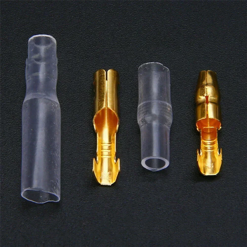 200x Connector 3.9mm Male & 4.0mm Female 50 Set Transparent Uninsulated W/ Sleeve Connectors Crimp Electrical Insulation