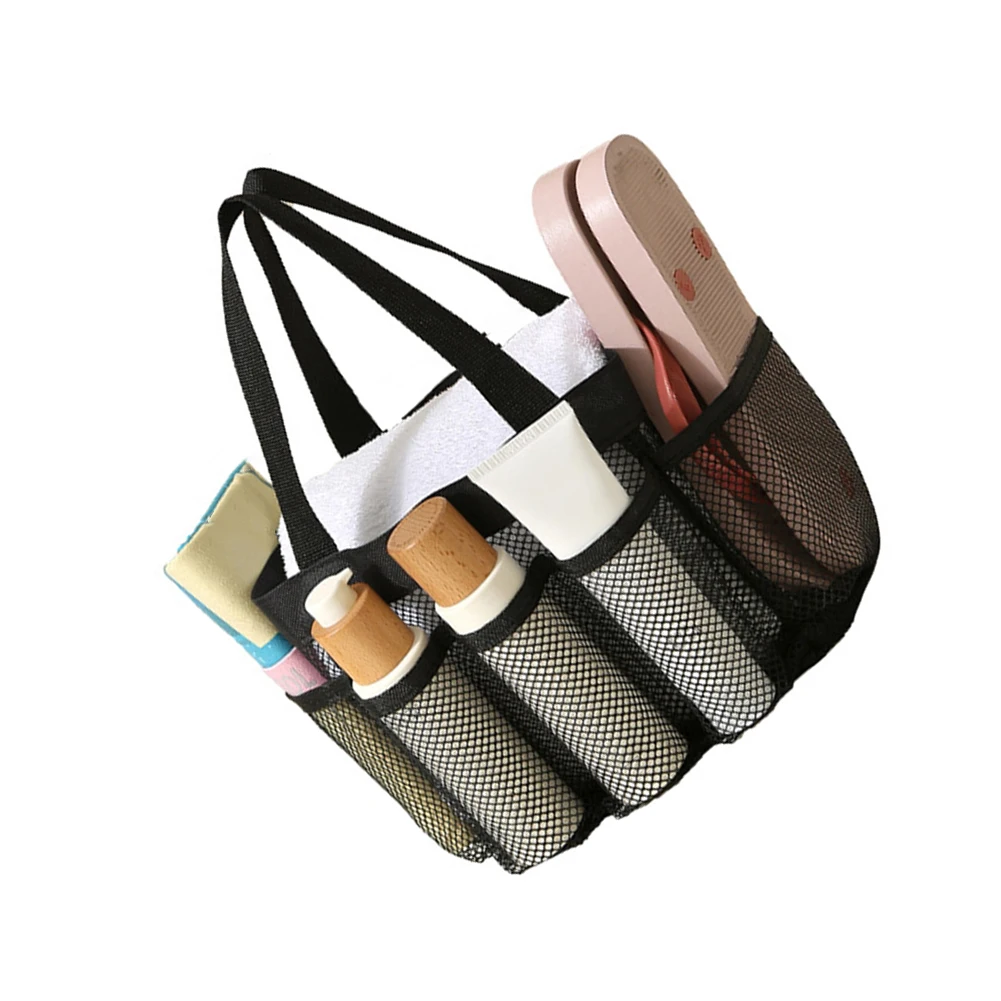 Gym Swim Organizer Beach Mesh Bag Lightweight Mesh Material Tear-resistant Construction Oxford Fabric Base Beach Outings