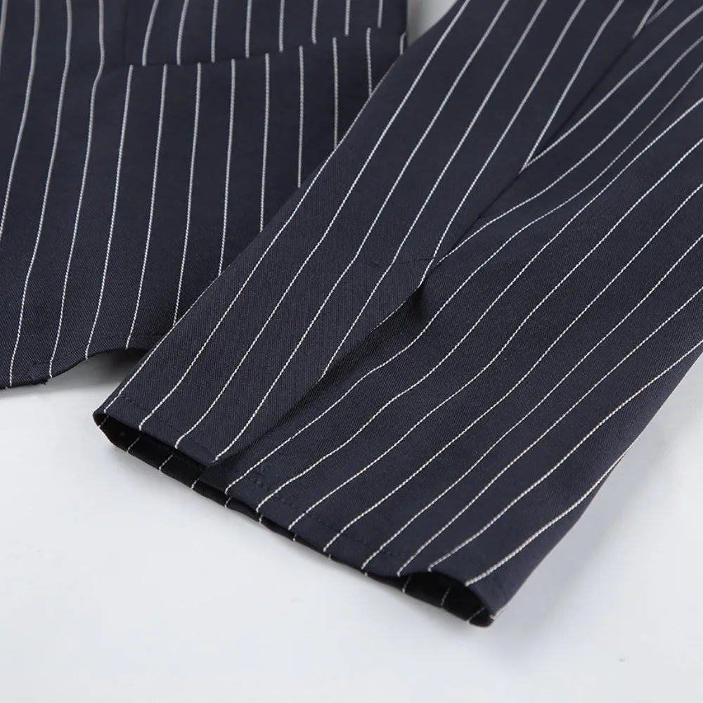 Stylish Stripe Print Two Piece Skirt Outfit Halter Neck Fitted Waist Blazer Set High Waist Women Suit For Women