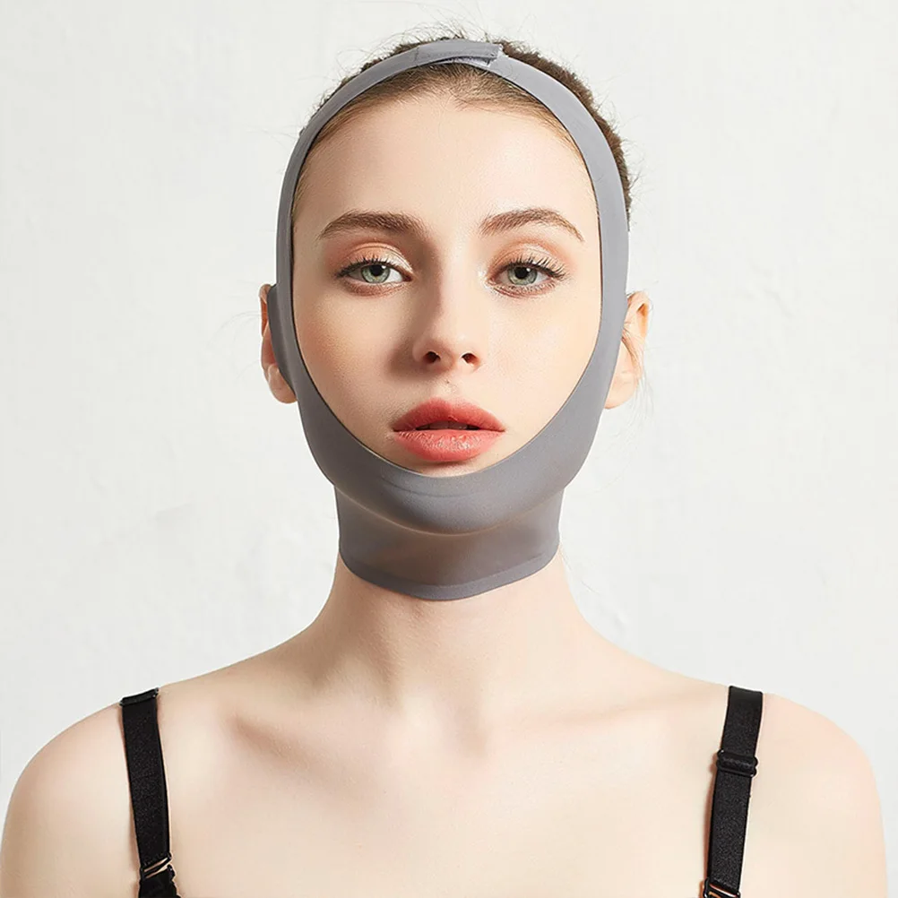 フェイスマスク V フェイスリフティングベルト 女性用 フェイスリフティングアーティファクト 通気性のある引き締めサポート グレー サイズ L スキンケアツール