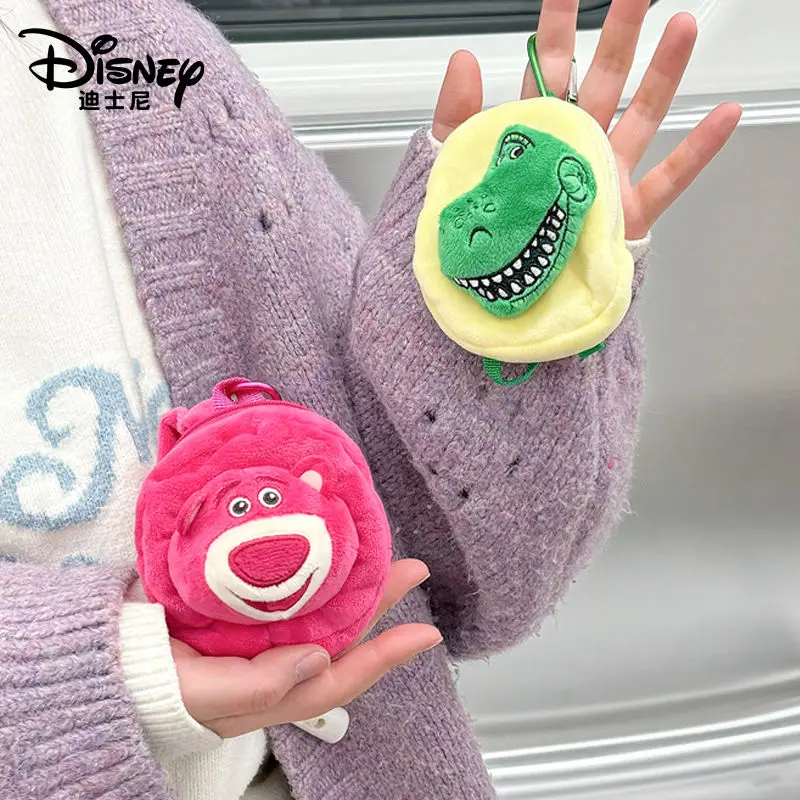 Disney Lotso Stitch Alien Buzz Lightyear Cartoon Mini Backpack Style Plush Coin Purse Keychain Pendant Headphone Storage Bag