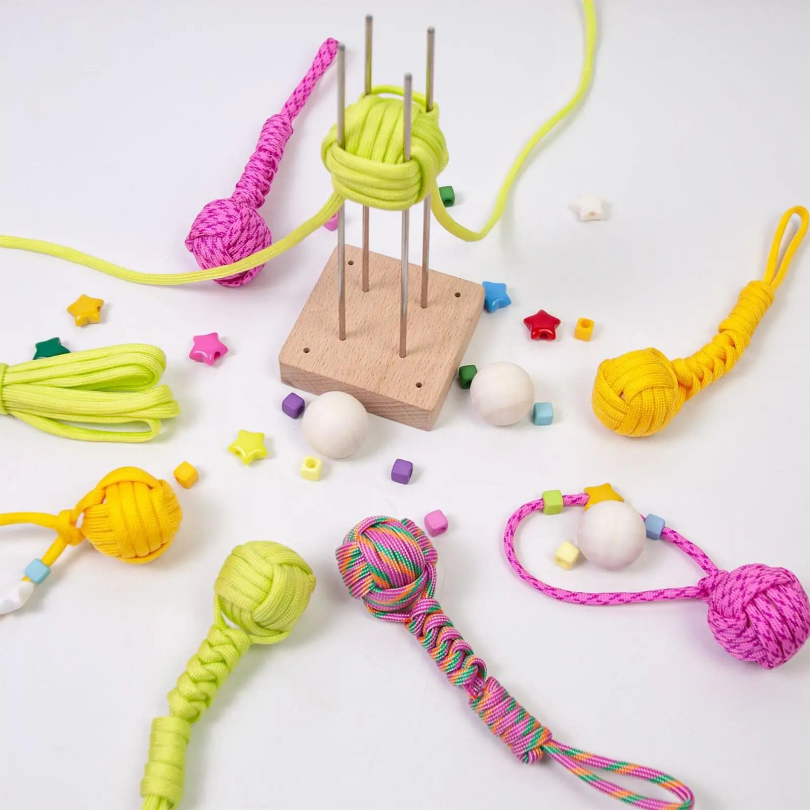 DIY Wooden Monkey Fist Jig Base Knotters Craft tools Supplies Monkey Fist Rope Tie With Pins For Ropes Keychain Backpack Decor