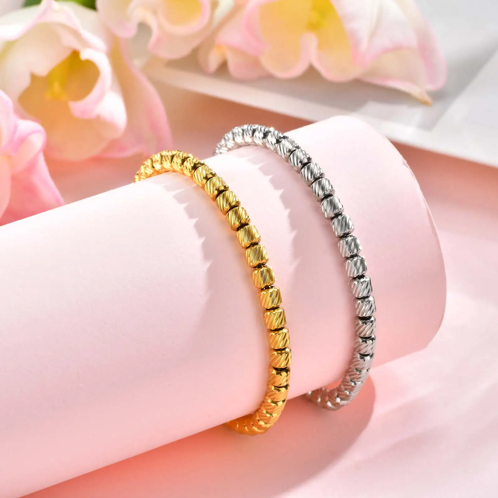 

High Quality Beads Heart Charm Bracelets For Women Men Adjustable Stainless Steel Couple Jewelry Fashion Valentine's Day Gift