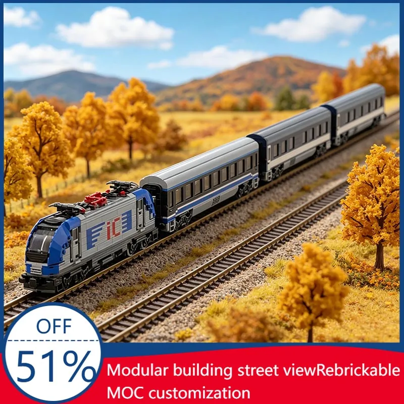 

NEW 2292 PCS MOC Polish Euronight Kiepura Train Electric Locomotive Passenger Cars Building Blocks Railway Model Set Xmas Gift