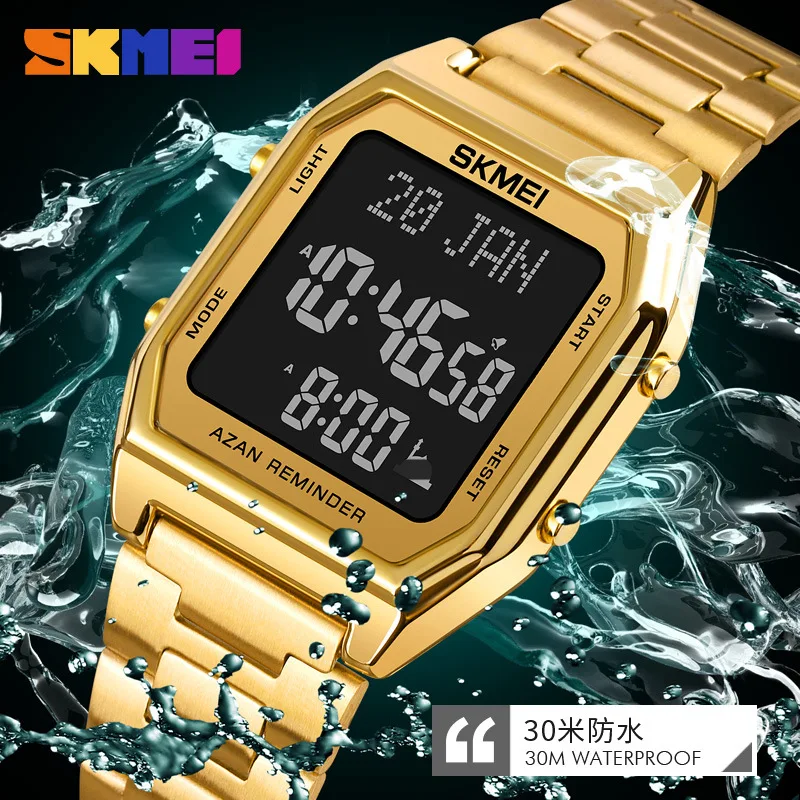 SkmeiМужские мусульманские часы Электронные часы City Switch Закладка Напряжение Подсказка Многофункциональные часы