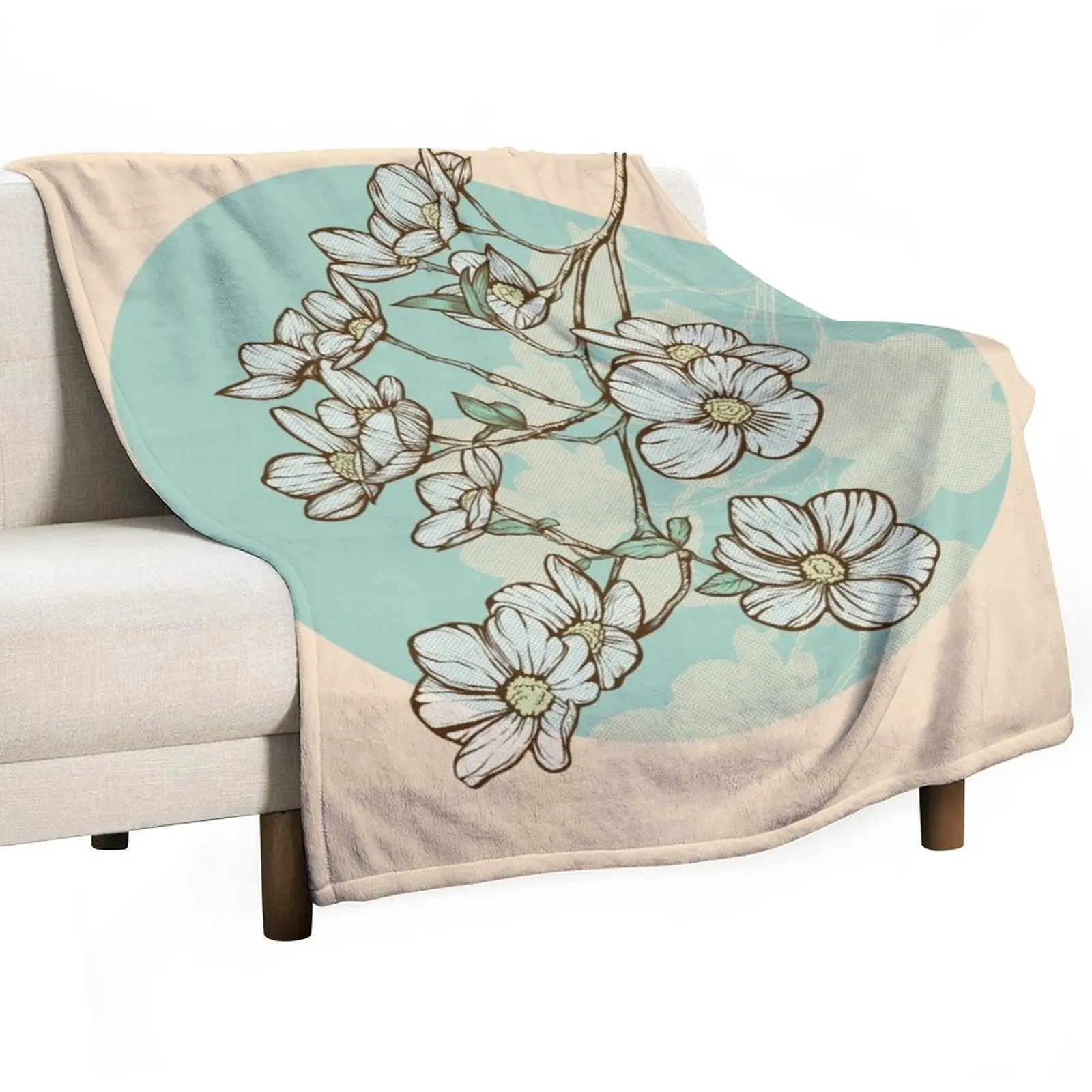 

Little white flowers Throw Blanket Retros Sofa Throw Camping Blankets