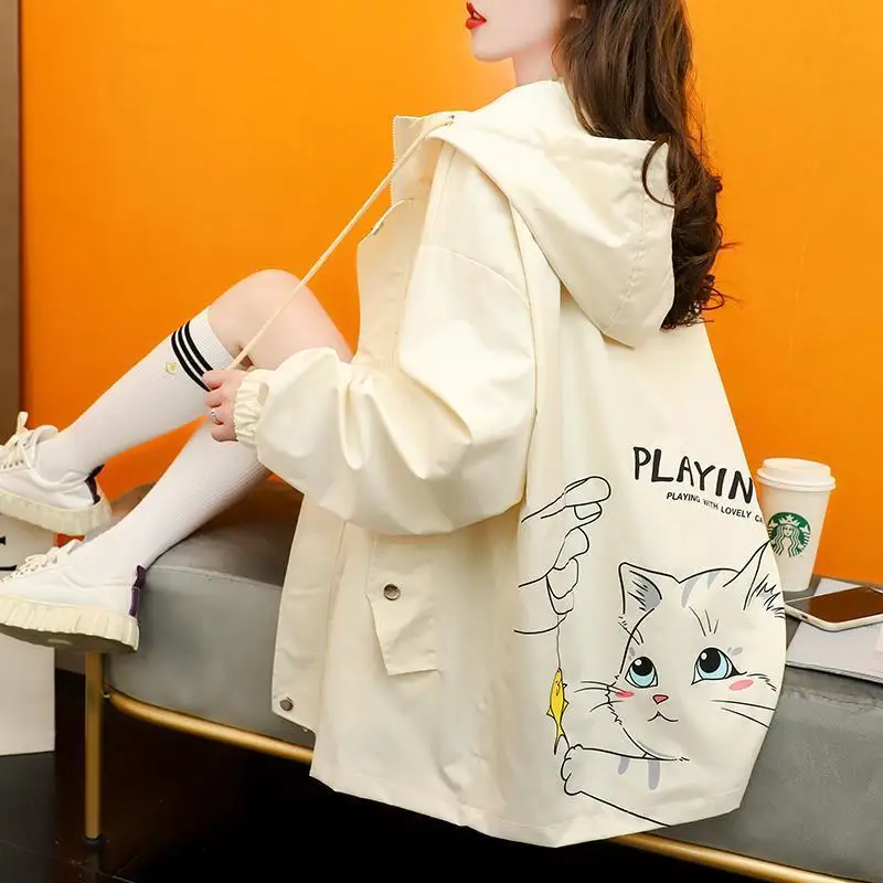 

Brown Trench Women'S Fashionable Raincoat Youthful Age-Reducing Champagne Epaulets Patterned Badge Cord Strapping Friendly Cloth