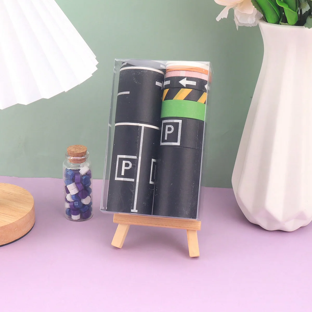 13 ロール道路パターン和紙テープセット - DIY カーゲームデコレーション、スクラップブッキング、ギフトラッピング & 学生文具、簡単に引き裂ける