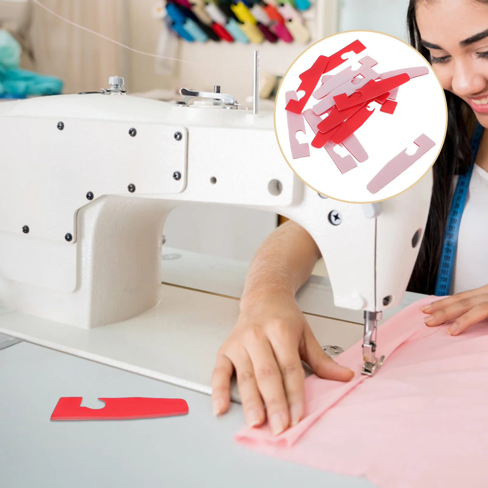 

40Pcs Overlocking Presser Foot Pads Plastic Accessory for Sewing Machine Precision Alignment Stable Fabric Movement