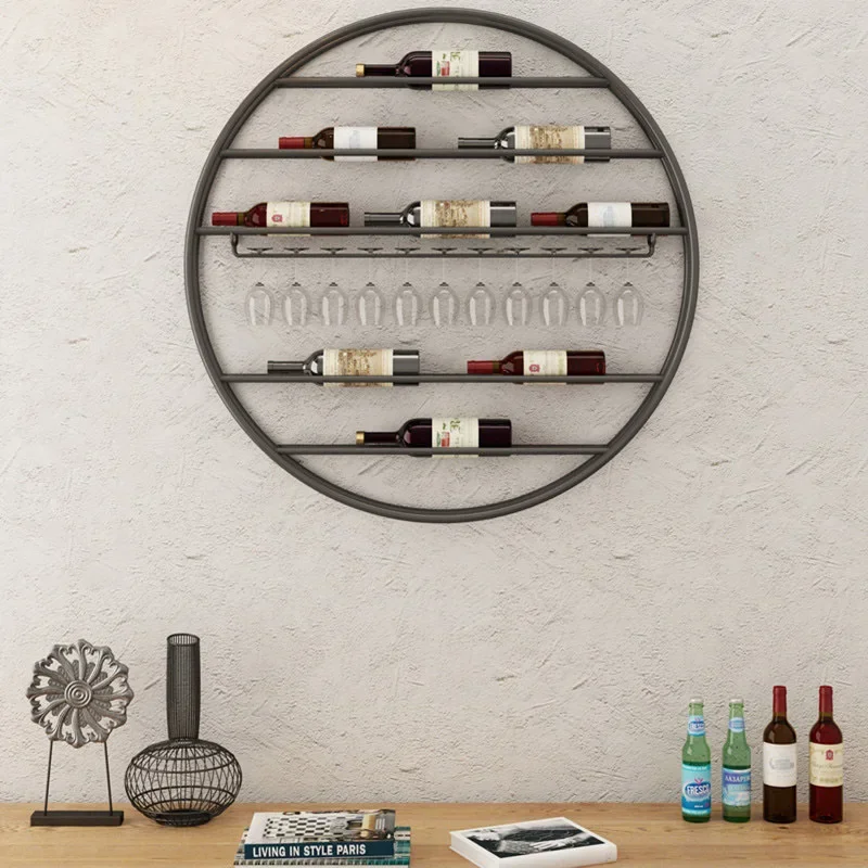 Wrought iron household red wine glass holder creative wall hanging wine display stand