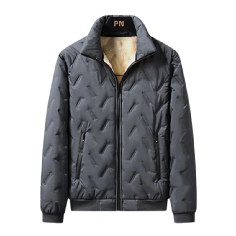 Men's Lamb Velvet Jacket Workwear Windproof Large Size Wearable Durable Fleece down Cotton Warmth Casual Long Zipper Coat