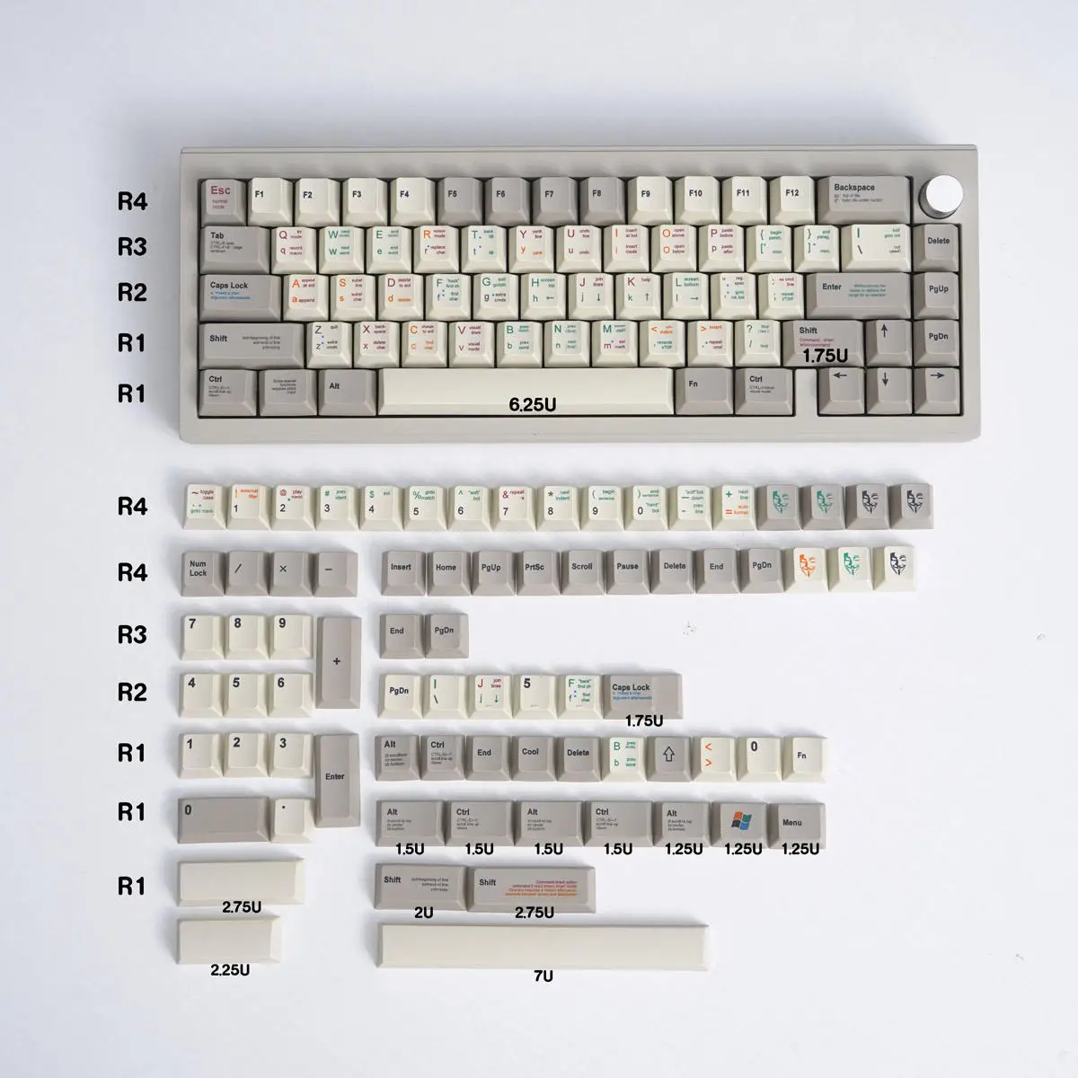 Greek Gray And White 136 Keys PBT Sublimation Cherry Profile Retro 9009 Mechanical Keyboard Keycaps