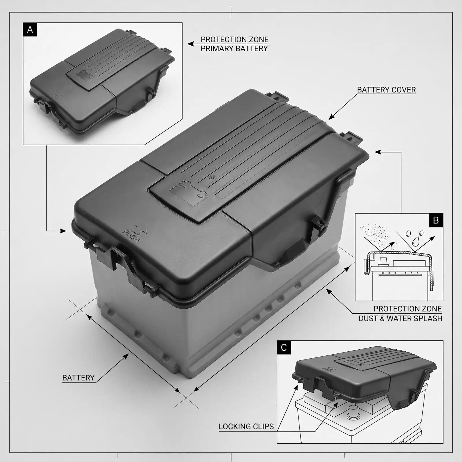 Compatible Power Cover for EA888 Gen 2 Engine Nylon PA66 Rigid Guard for Electrical Components
