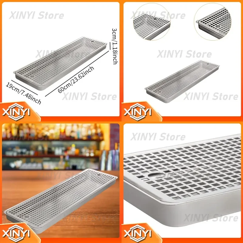Removable Stainless Steel Drip Tray for Kitchen Bar Club Tea Room Rectangular Service Tray Bottle Tray for Beverage Station