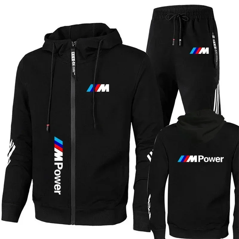 

2025 New BMW car Hoodie Joggers Set Men Tracksuit Cotton Fleece Streetwear Casual Sportswear 2 Piece Outfit Gym Running Suit
