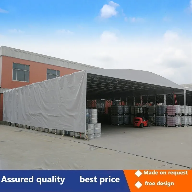 Outdoor mobile push-pull large tent telescopic folding canopy shrink warehouse canopy