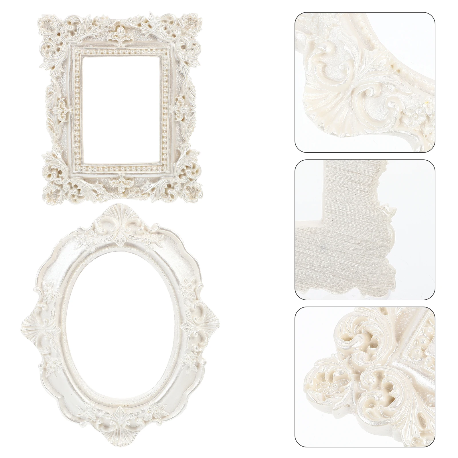 

2pcs Vintage Photo Frame Props Creative Retro Resin Small Picture Frames for Desk Style Home Decor Coffee Shop Use Safe