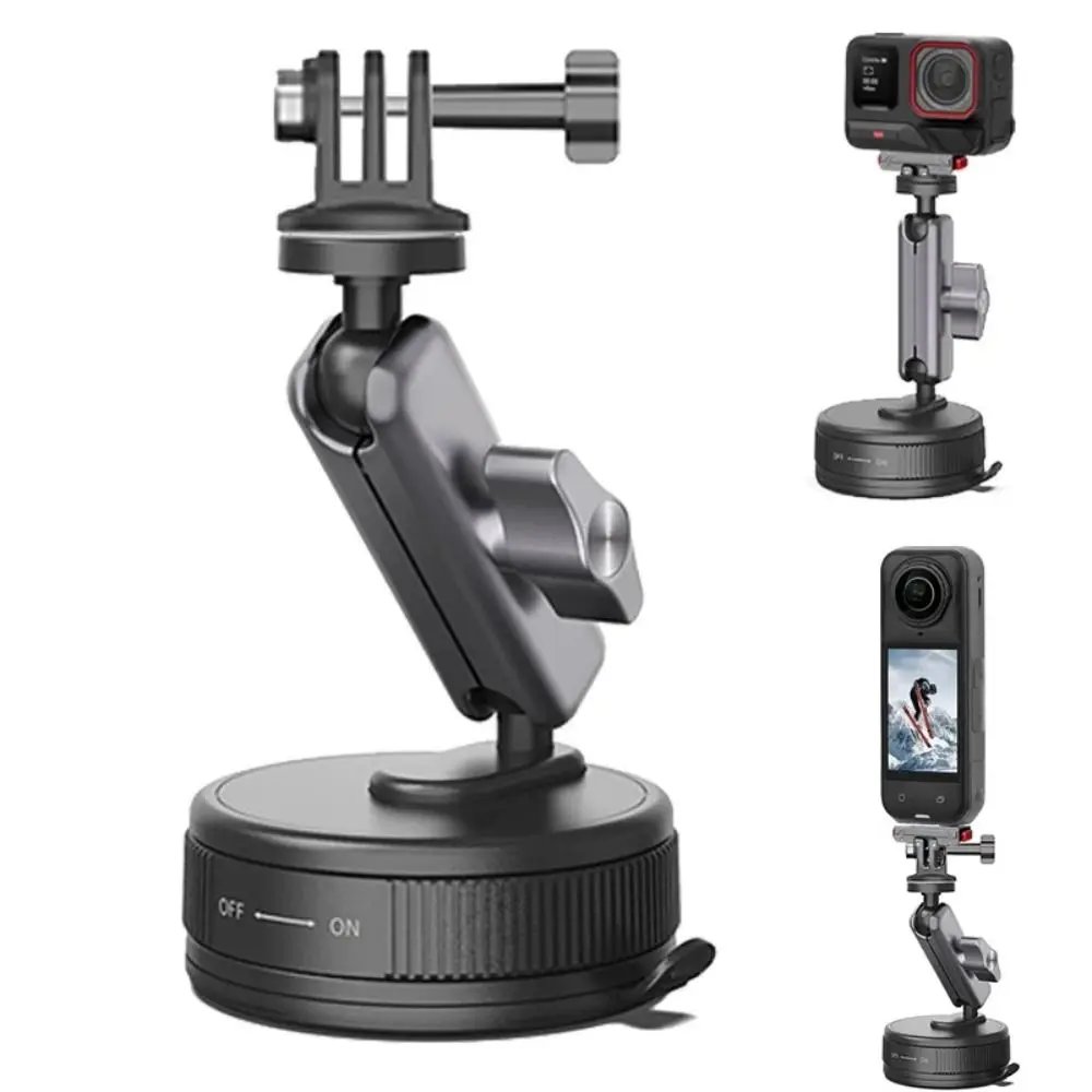 

Aluminum Alloy Suction Cup Car Mount ABS Adjustable Camera Car Mount Black for Insta360 X3 X4 X5 GO Ultra ACE PRO 2 GO 3S