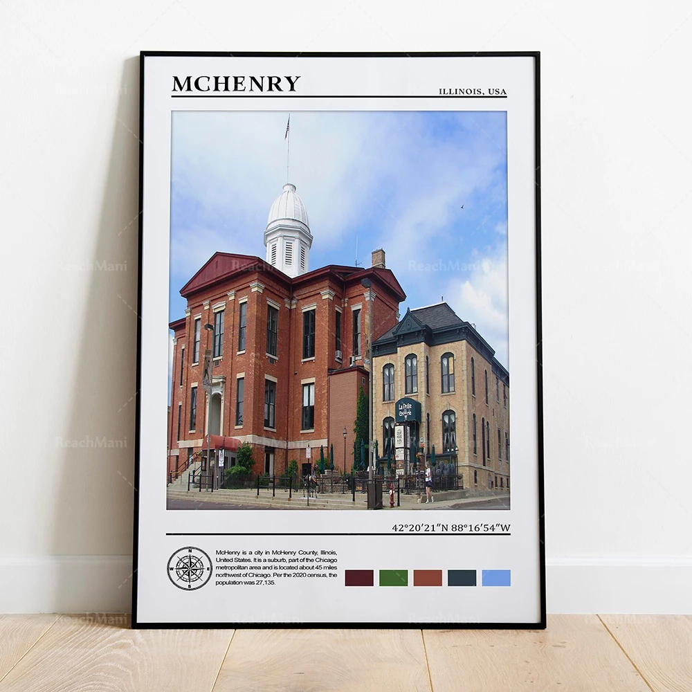 Póster de Peoria, USA, Naperville, Moline, Springfield, Wheaton, póster de Aurora, póster de viaje por EE. UU., arte de pared de Illinois