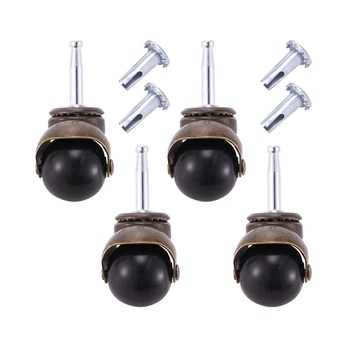The New 1.5Inch Ball Casters Wheels for Furniture Casters Set of 4 with 8 x 38mm Mounting Stem Sleeve Socket Insert Replacement
