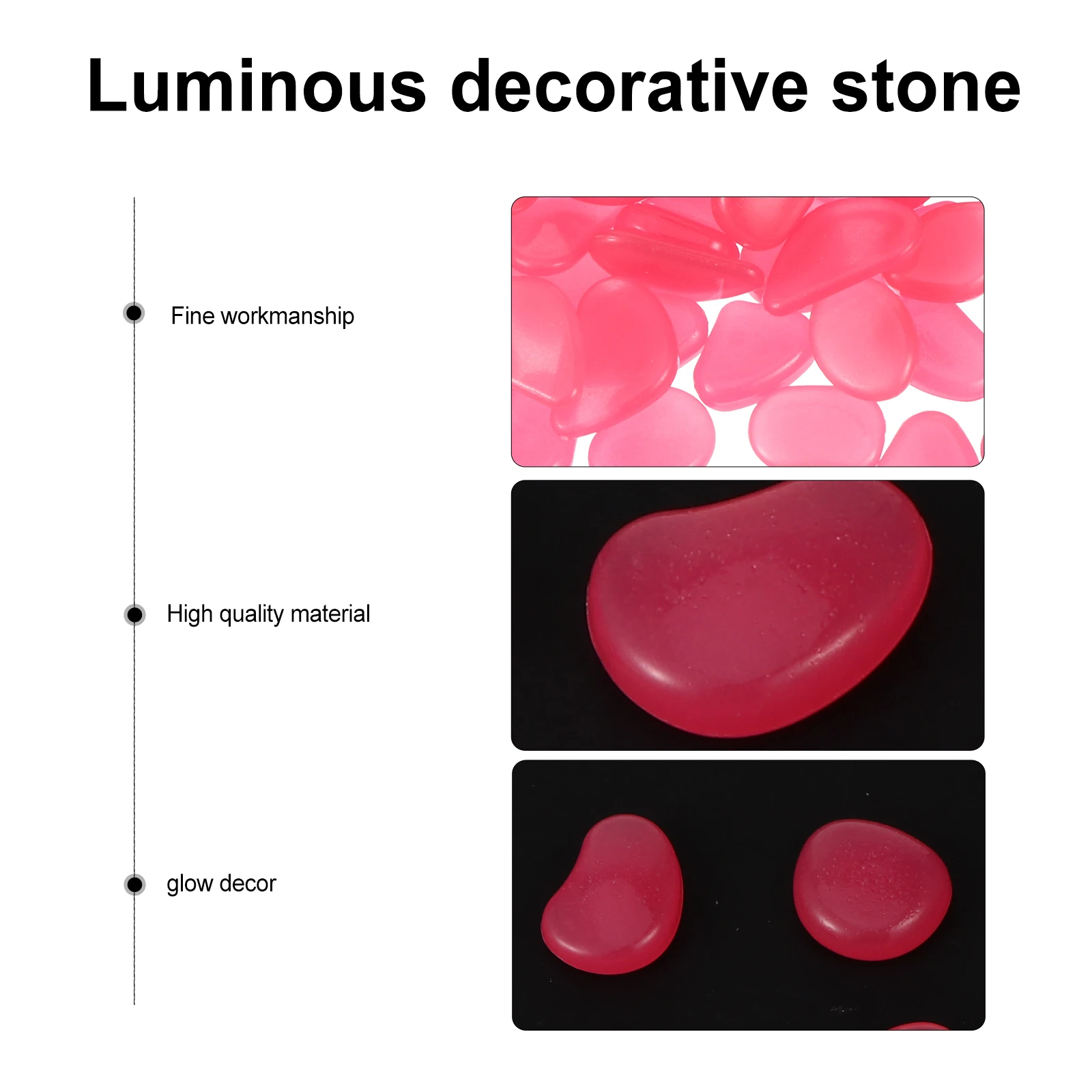 

100pcs Luminous Stones Pebbles Rocks for Fish Tank Aquarium Succulents Pot Decor Glow Dark Polystyrene Resin Garden Pathway