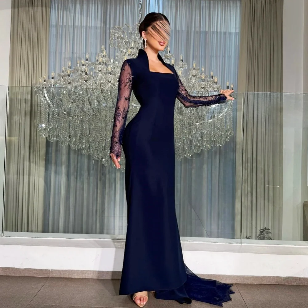 Customized Formal Square Neck Evening Dress Trumpet Backless Long Dresses Wedding Party Dress for Banquet High Quality Exquisite