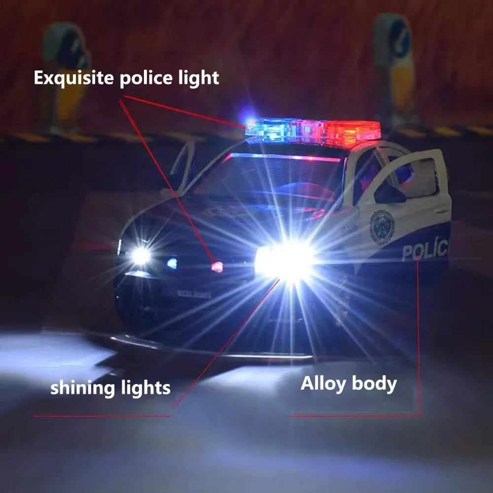 1:32 Alloy Dodge Charger Police Car Model Diecasts & Toy Vehicles Simulation Sound And Light Pull Back Collection Toys Gift