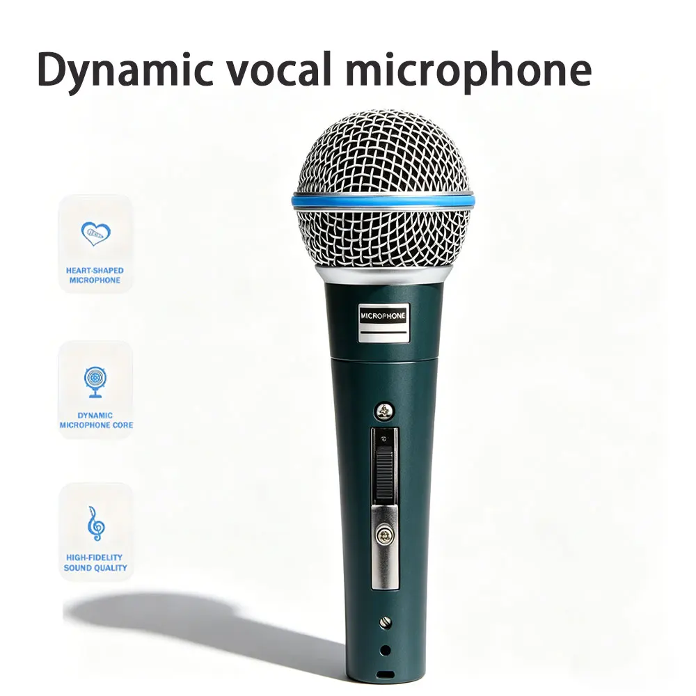 Handheld dynamic microphone BT58A, heart-shaped pickup direction, warm vocals, suitable for karaoke/B-Box/stage performances