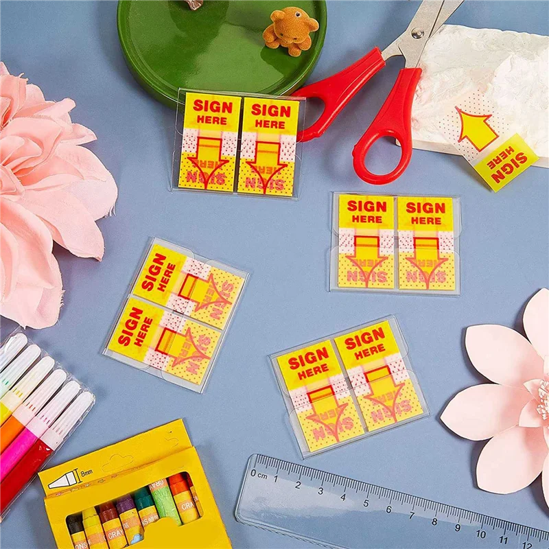 600 ชิ้นป้ายที่นี่แท็บป้ายที่นี่ป้ายที่นี่สติกเกอร์ป้ายที่นี่ธงพร้อมเครื่องจ่ายลูกศรธง 1 นิ้ว (สีเหลือง)