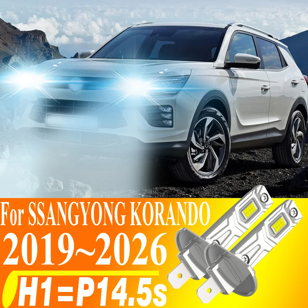 2pcs H1 P14.5s LED Car Headlight Bulbs White Turbo Auto Diode Fog Lamp High Power Super Bright For SSANGYONG KORANDO 2019~2026