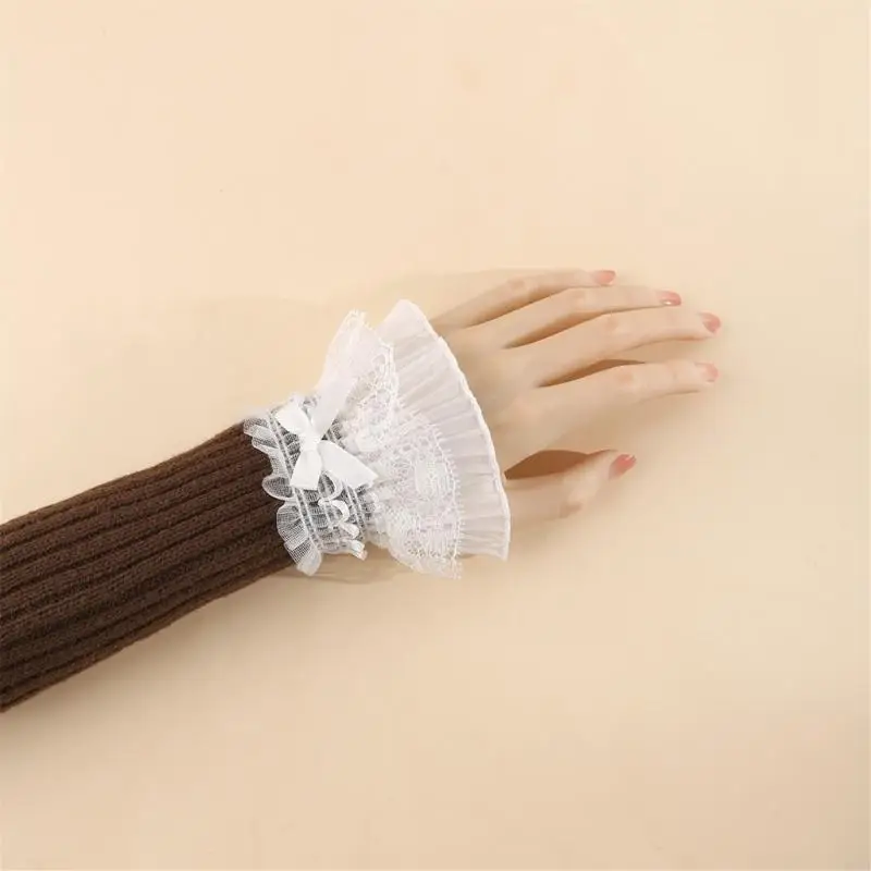 Stylish Floral Wrist Cuffs Lace Pattern Detail Nails Photography Accessories Lightweight Fabric Y166