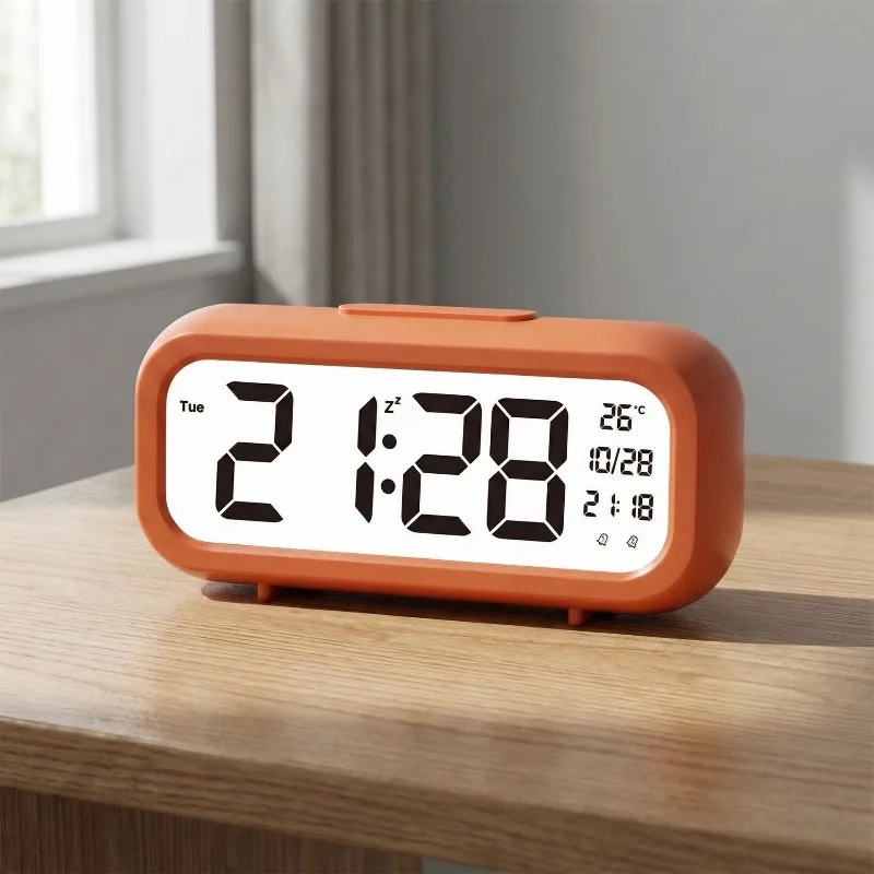 Nordic Multi-color Electronic Alarm Clock Creative Oval Silent Clock LCD Screen Display Multifunctional Date Temperature Get Up