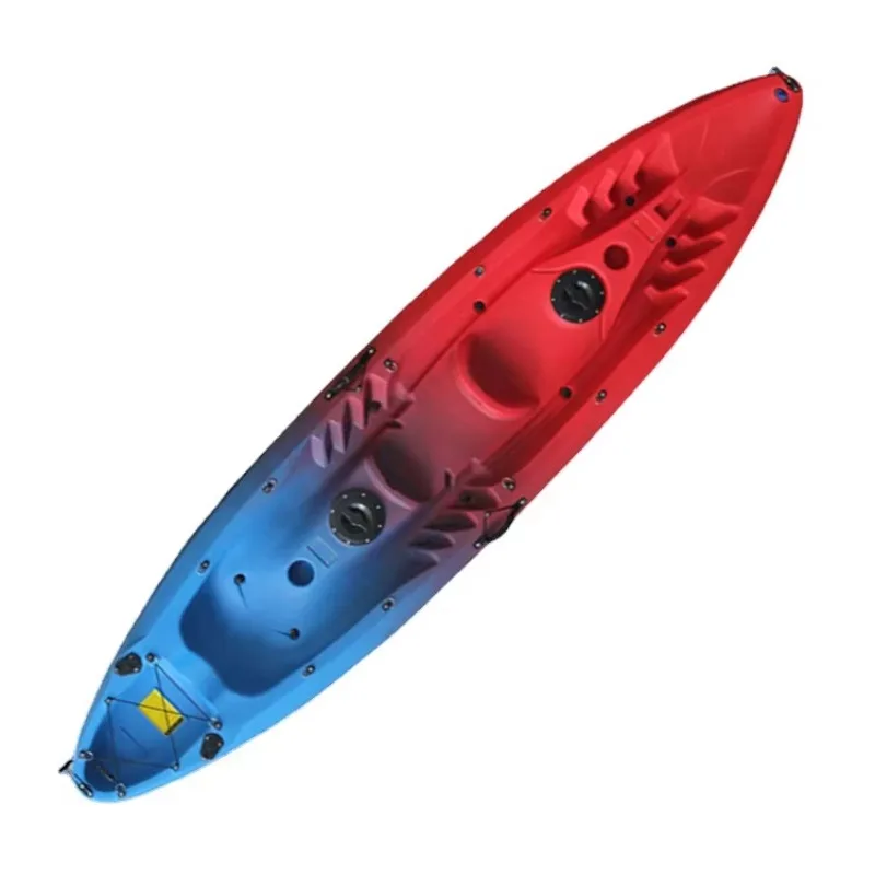 Thickened and widened three-person hard plastic rotational molding integrated kayak
