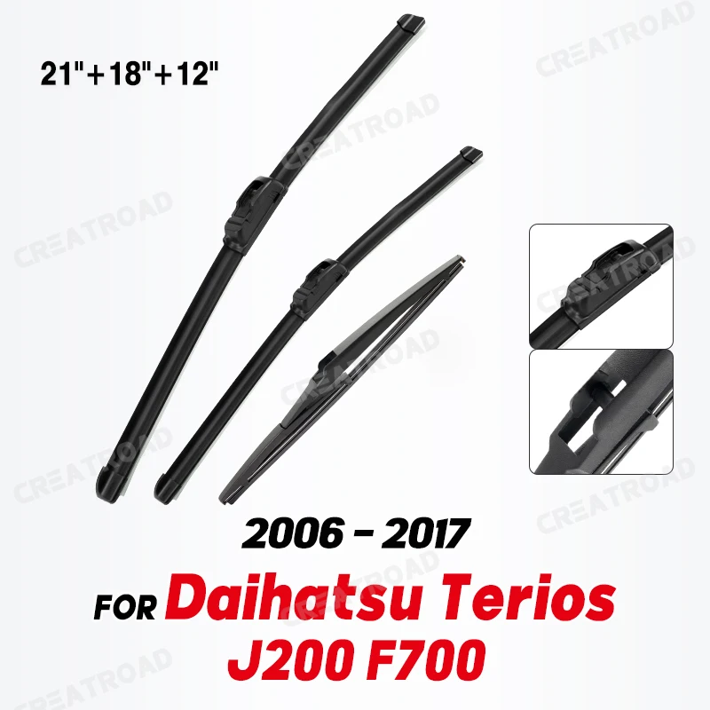 Wiper Front & Rear Wiper Blades Set Kit For Daihatsu Terios J200 F700 2006 - 2017 Windshield Windscreen Window 21